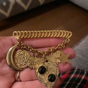 Vintage Moon and Star Charm Brooch